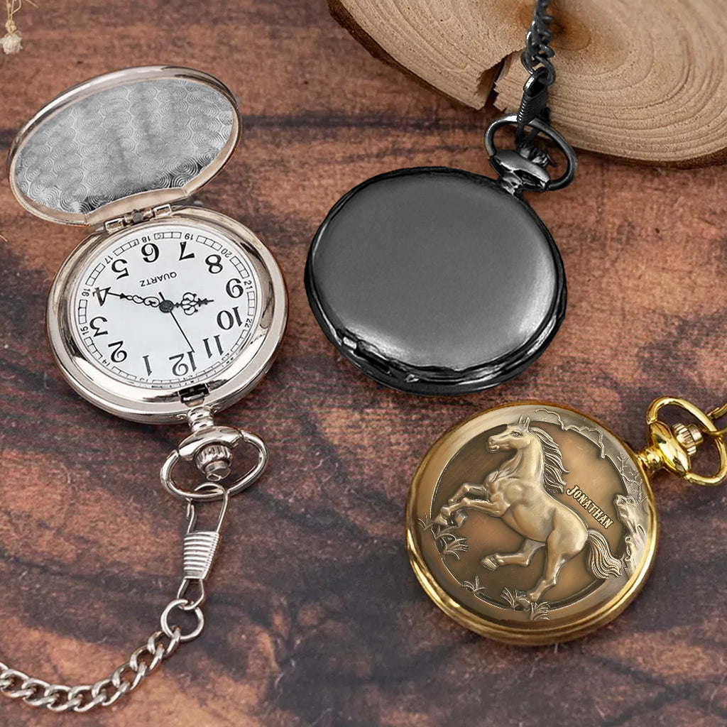 Easily Distracted By Horses - Personalized Horse Pocket Watch