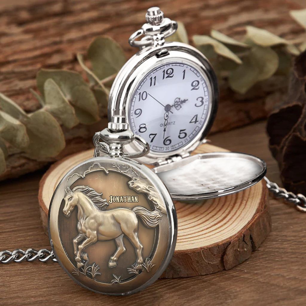 Easily Distracted By Horses - Personalized Horse Pocket Watch