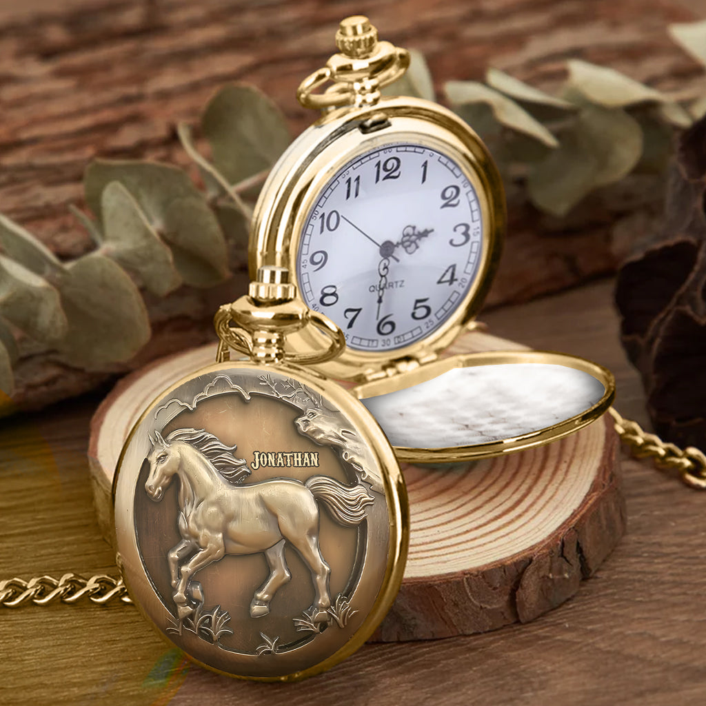 Easily Distracted By Horses - Personalized Horse Pocket Watch