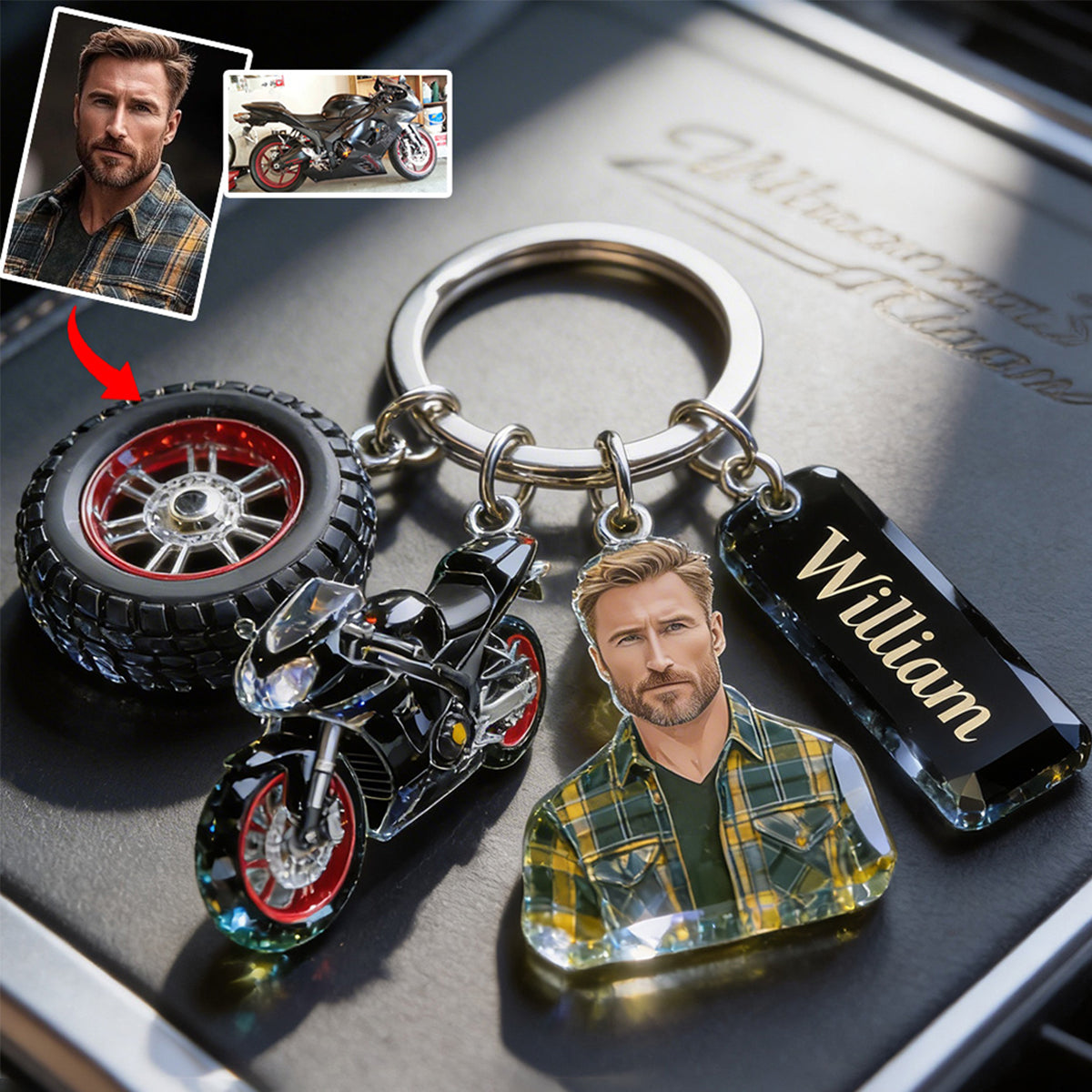 Custom Any Photo - Personalized Car Lover Keychain With Charms