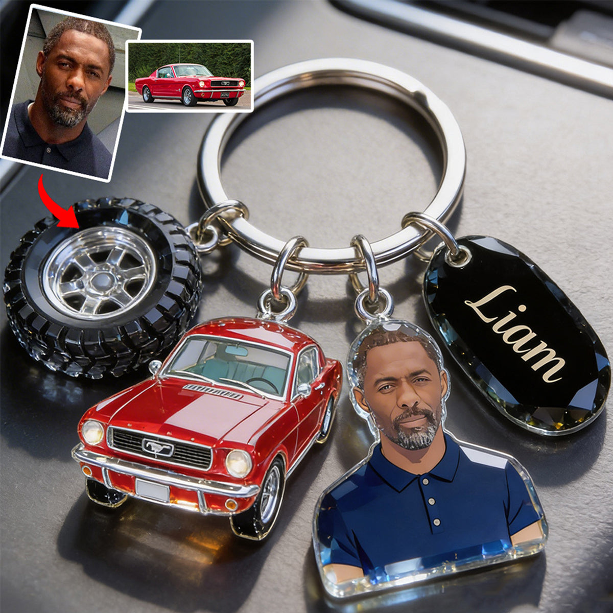 Custom Any Photo - Personalized Car Lover Keychain With Charms