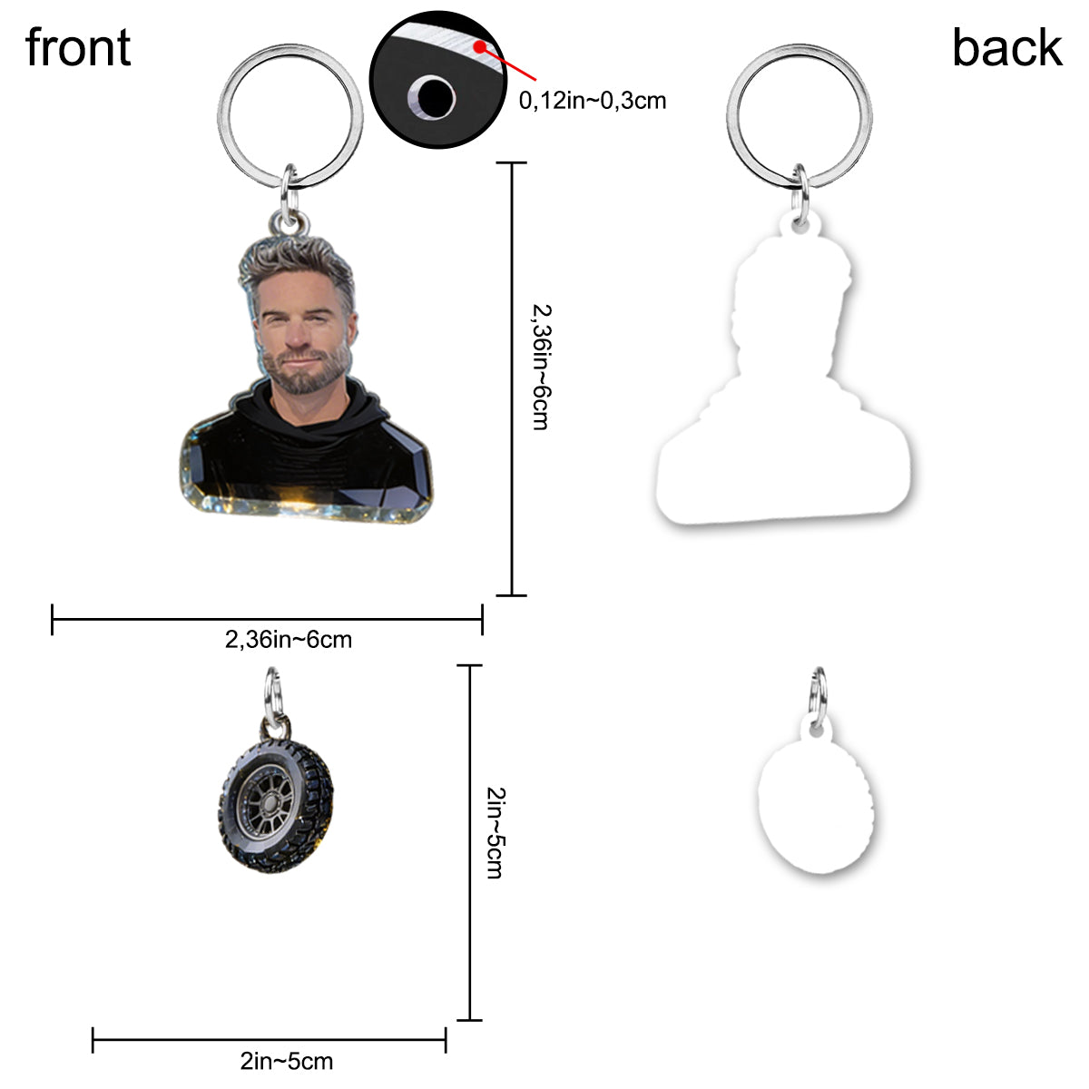 Custom Any Photo - Personalized Car Lover Keychain With Charms