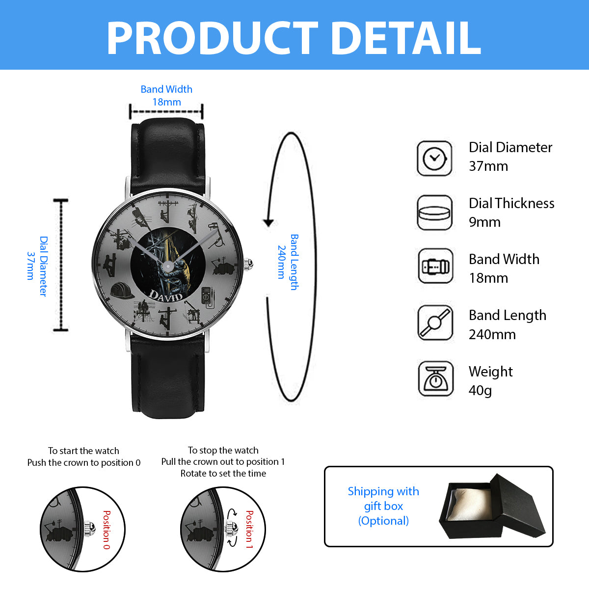 Keep The Lights On - Personalized Lineman Hand Watch