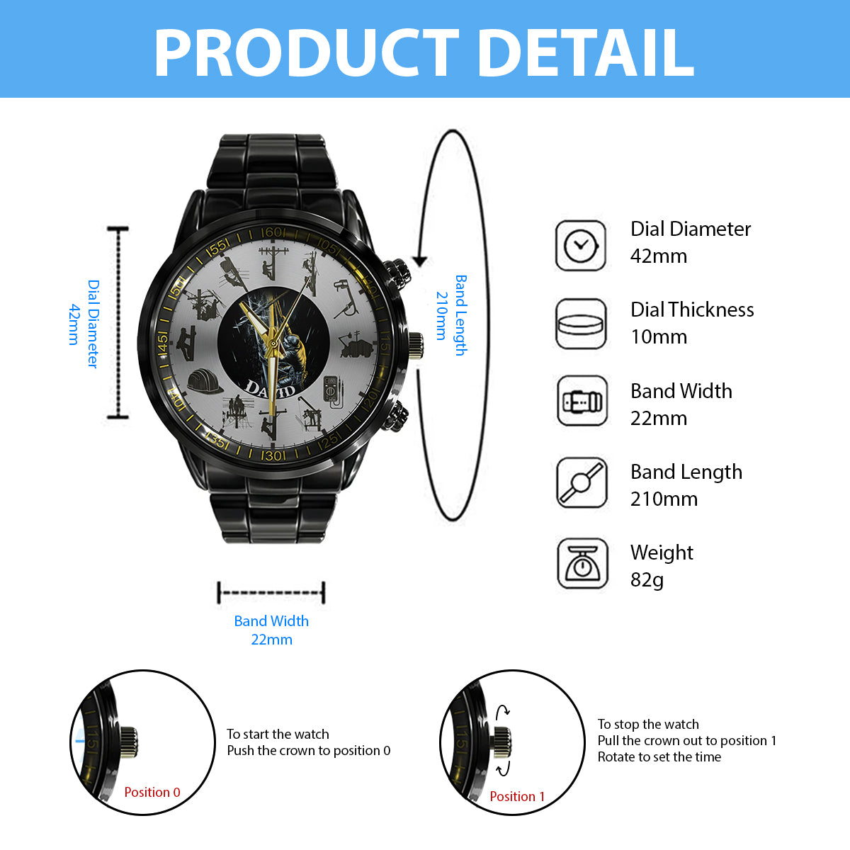 Keep The Lights On - Personalized Lineman Hand Watch