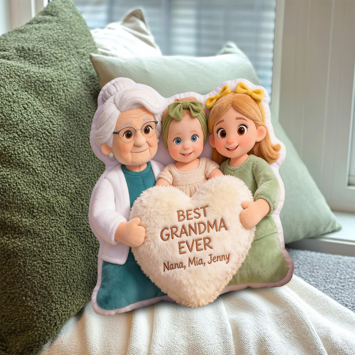 Best Grandma Ever - Personalized Grandma Faux Fur Shaped Pillow