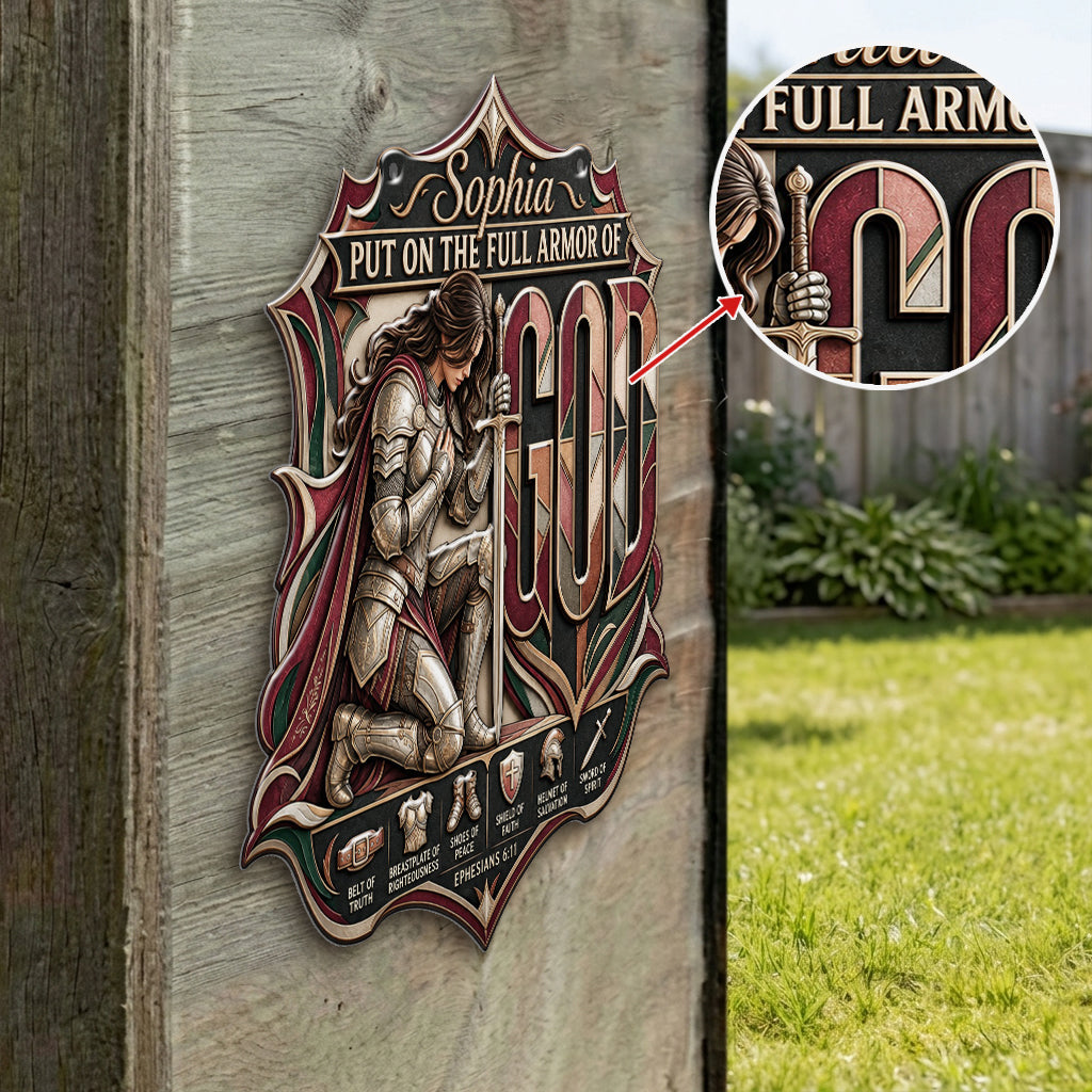 Armor Of God Warrior - Personalized Christian 3D Printed Cut Metal Sign