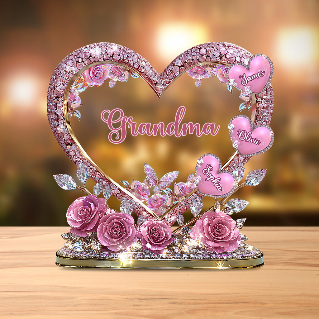 Grandma's Mom's Sweethearts - Personalized Grandma Custom Shaped Acrylic Plaque