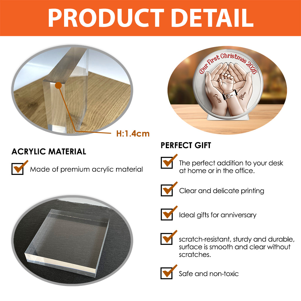 Our First Christmas Newborn Hospital Bracelet - Personalized Newborn Custom Shaped Acrylic Plaque