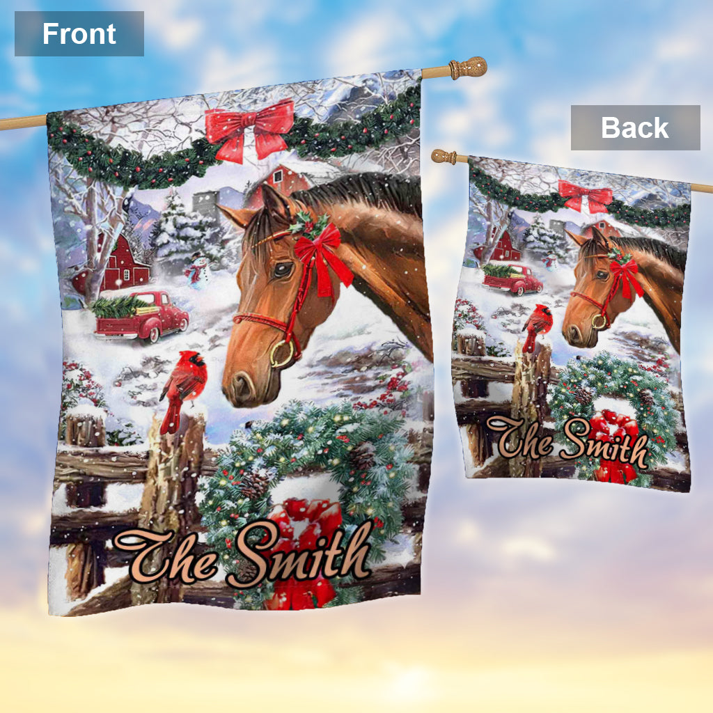 Merry Christmas - Personalized Horse House Flag