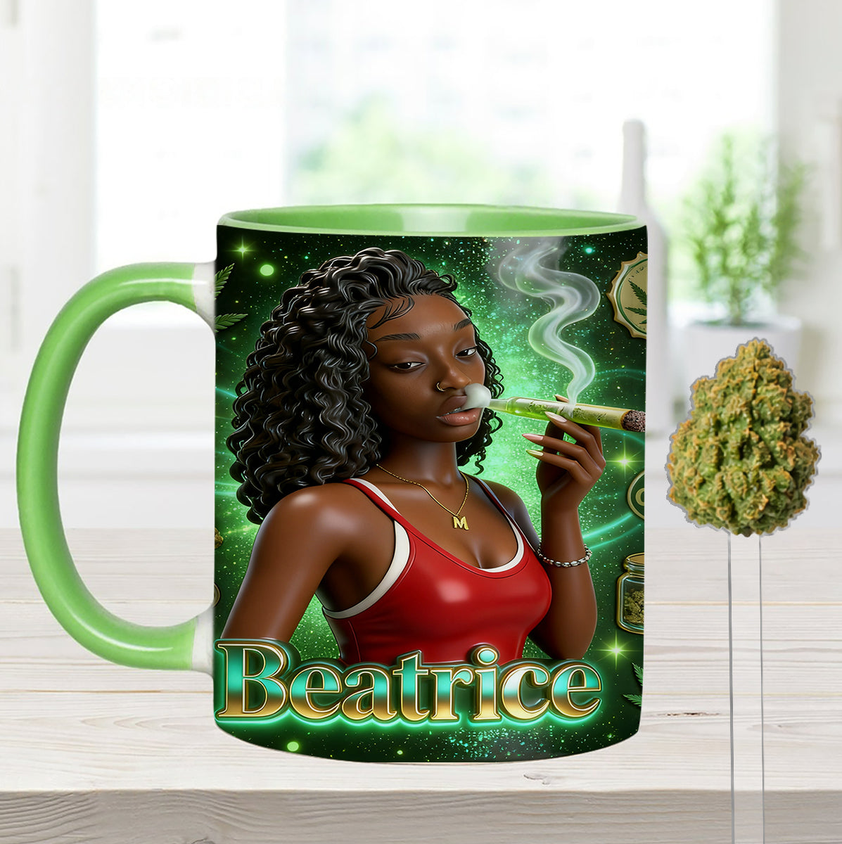 Love Weed - Personalized Weed Set Accent Mug with Acrylic Stirrers