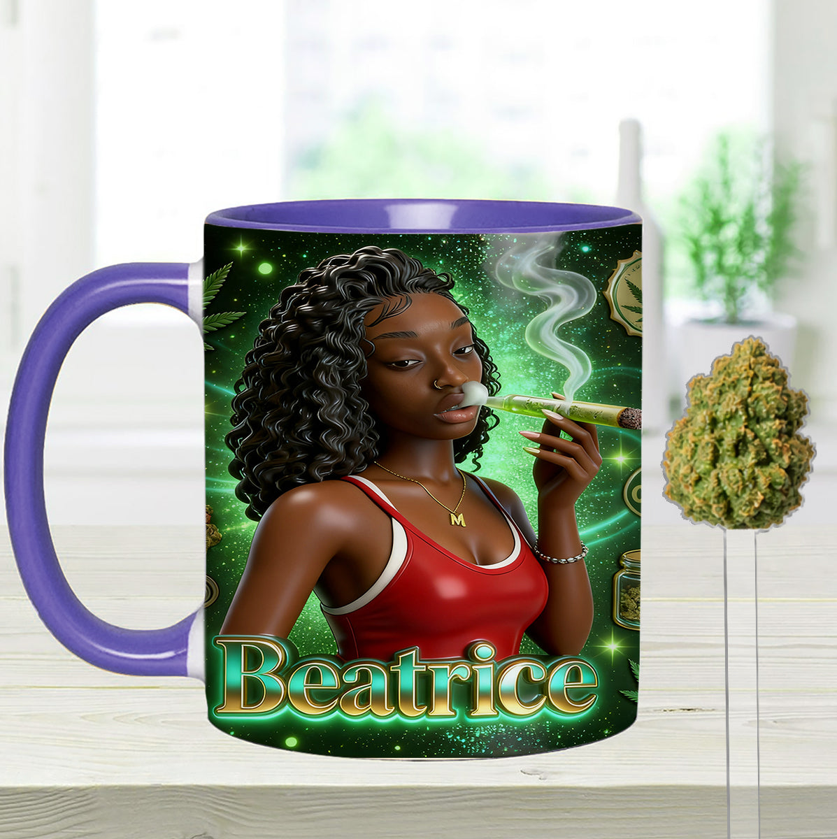 Love Weed - Personalized Weed Set Accent Mug with Acrylic Stirrers