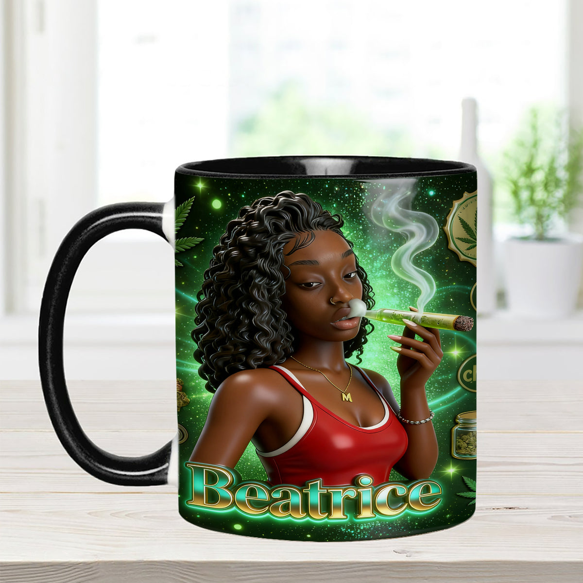 Love Weed - Personalized Weed Set Accent Mug with Acrylic Stirrers