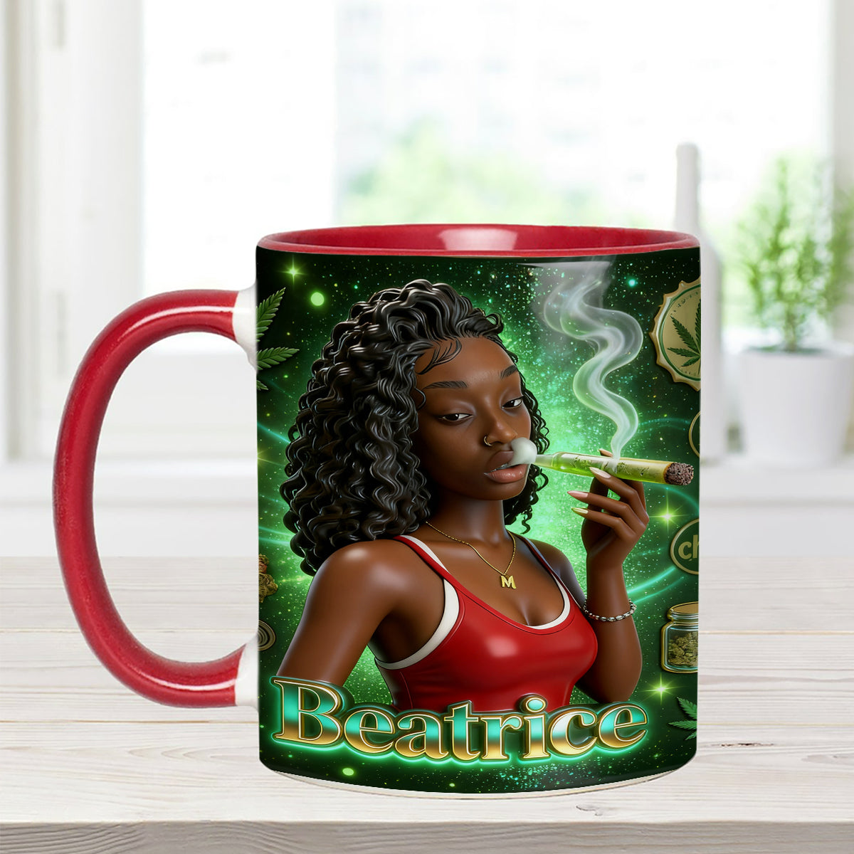 Love Weed - Personalized Weed Set Accent Mug with Acrylic Stirrers