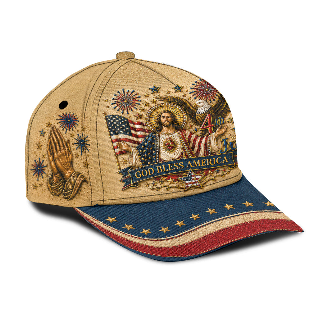 One Nation Under God, 4th Of July - Personalized Christian Classic Cap With Pin