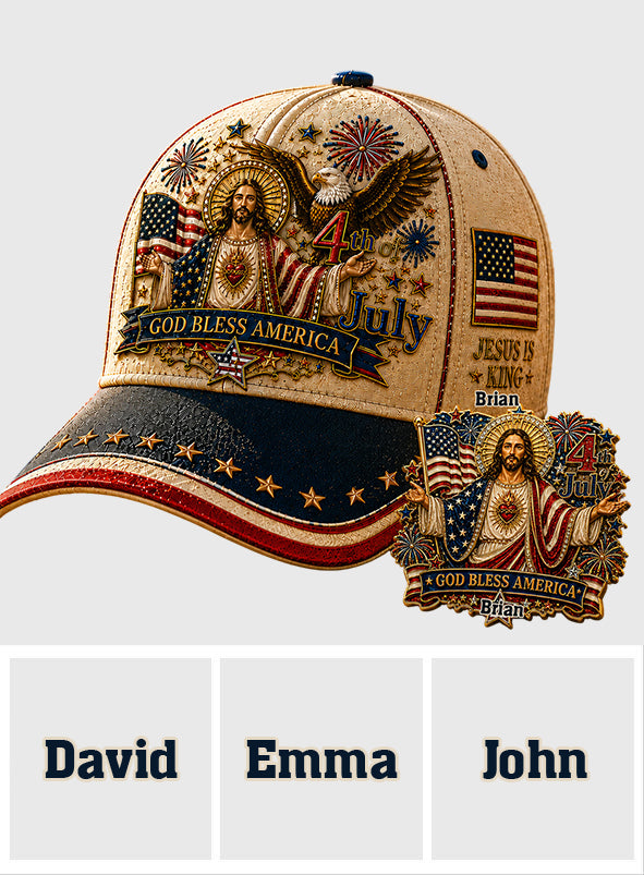 One Nation Under God, 4th Of July - Personalized Christian Classic Cap With Pin