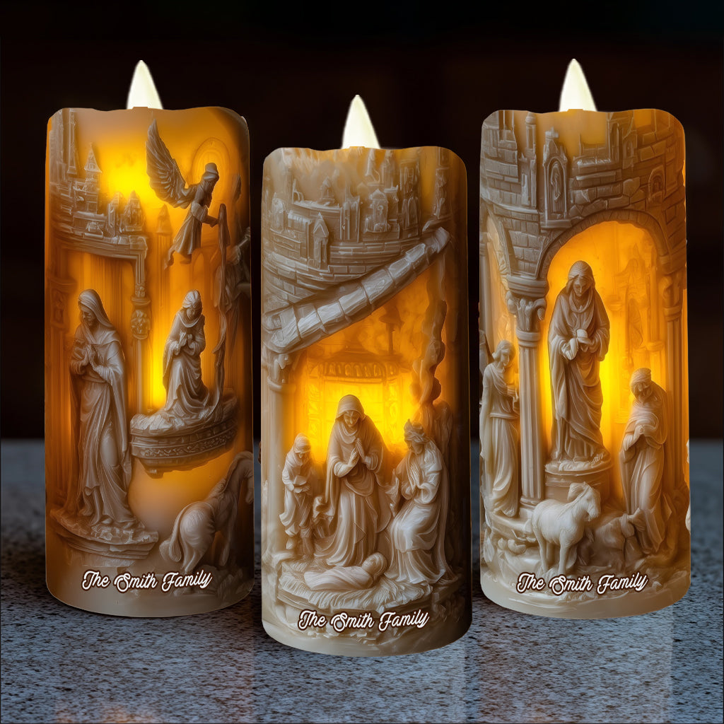 Nativity Scenes - Personalized Christian Flameless Candle