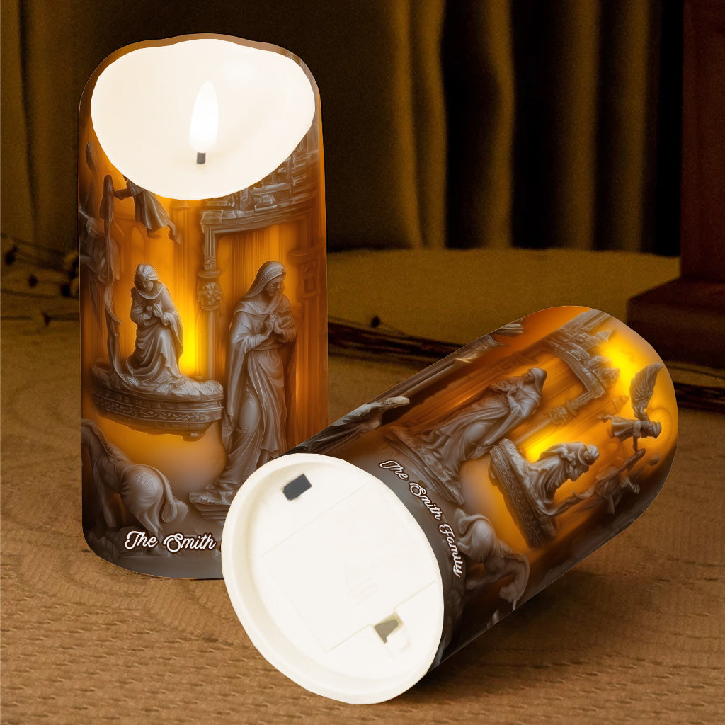 Nativity Scenes - Personalized Christian Flameless Candle
