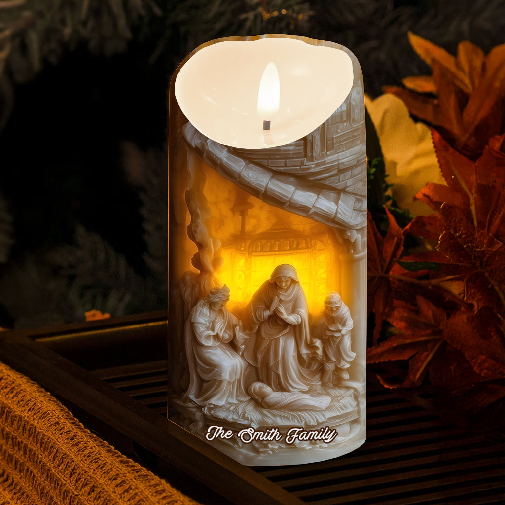 Nativity Scenes - Personalized Christian Flameless Candle
