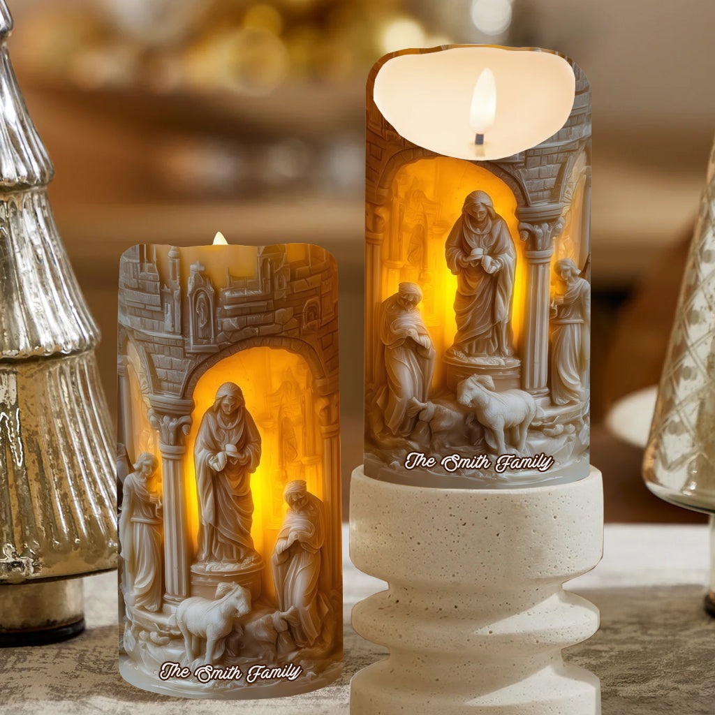 Nativity Scenes - Personalized Christian Flameless Candle