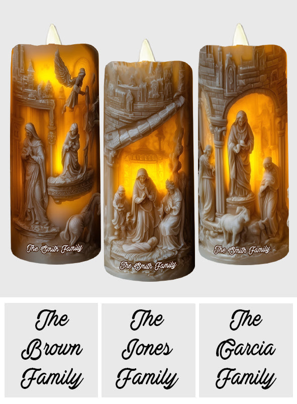 Nativity Scenes - Personalized Christian Flameless Candle