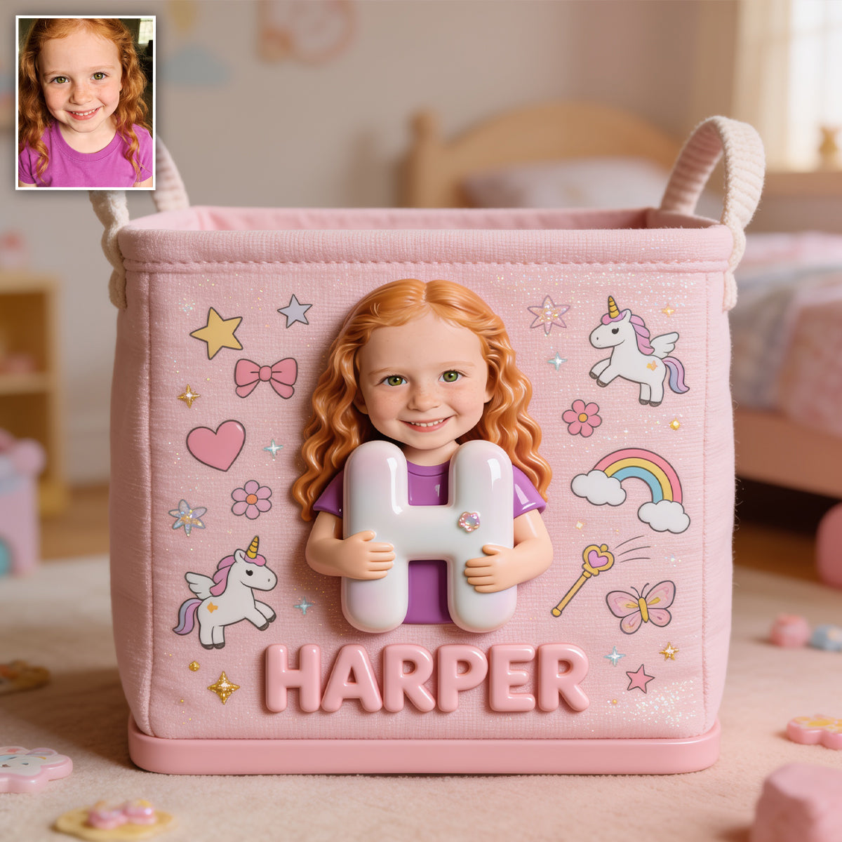 Any Photo, Any Theme - Personalized Kid Rectangle Storage Basket