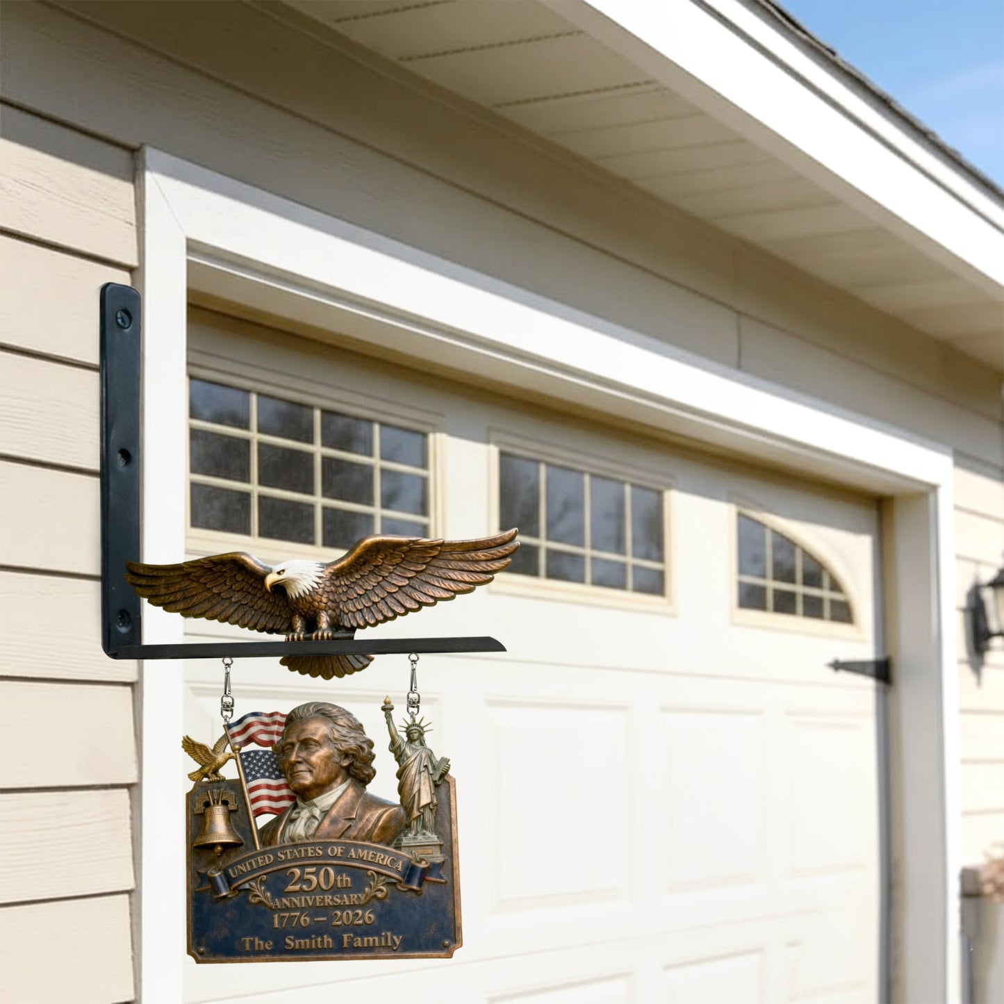 Happy Anniversary - Personalized Patriot Wooden Wall Mount Sign