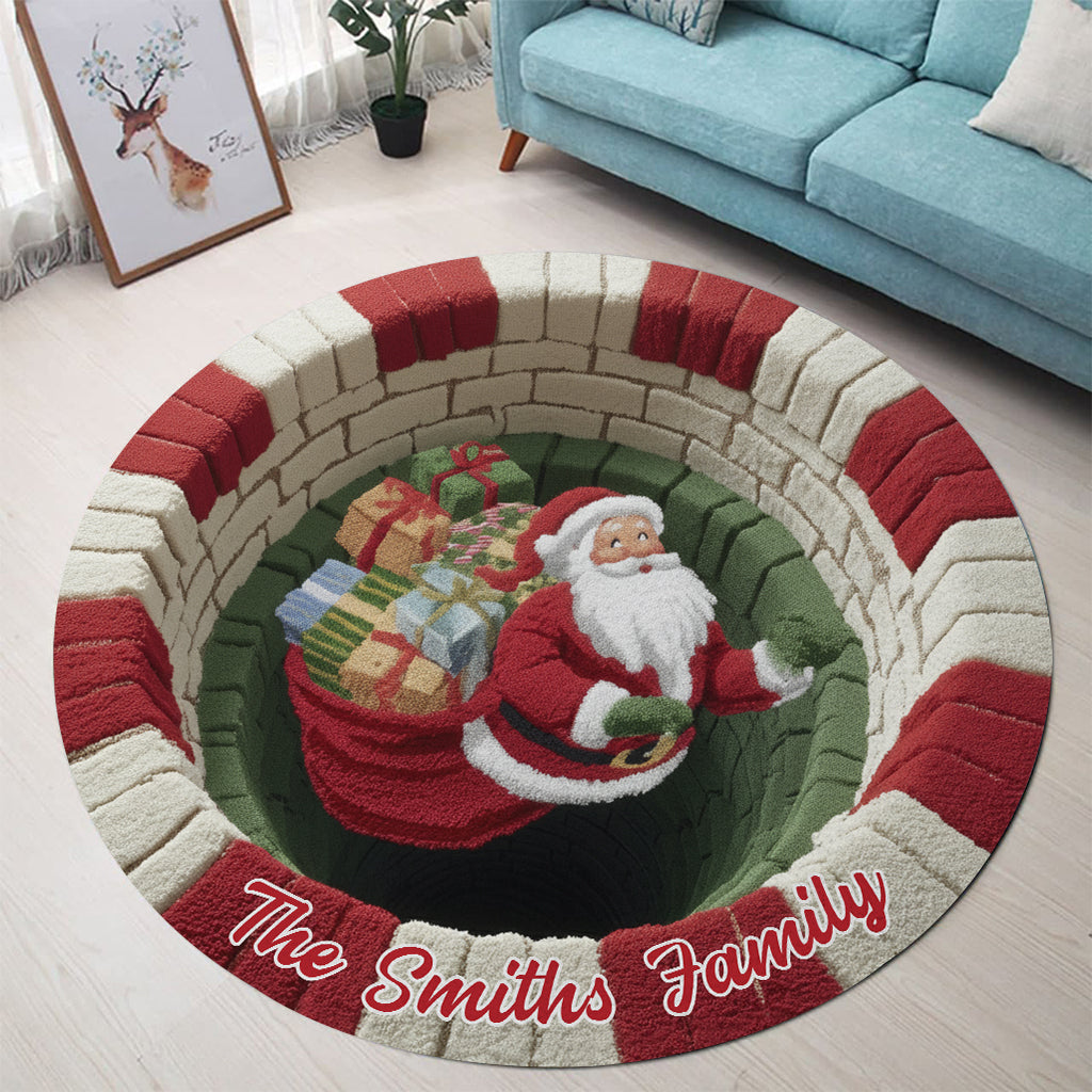 Merry Christmas - Personalized Family Round Rug