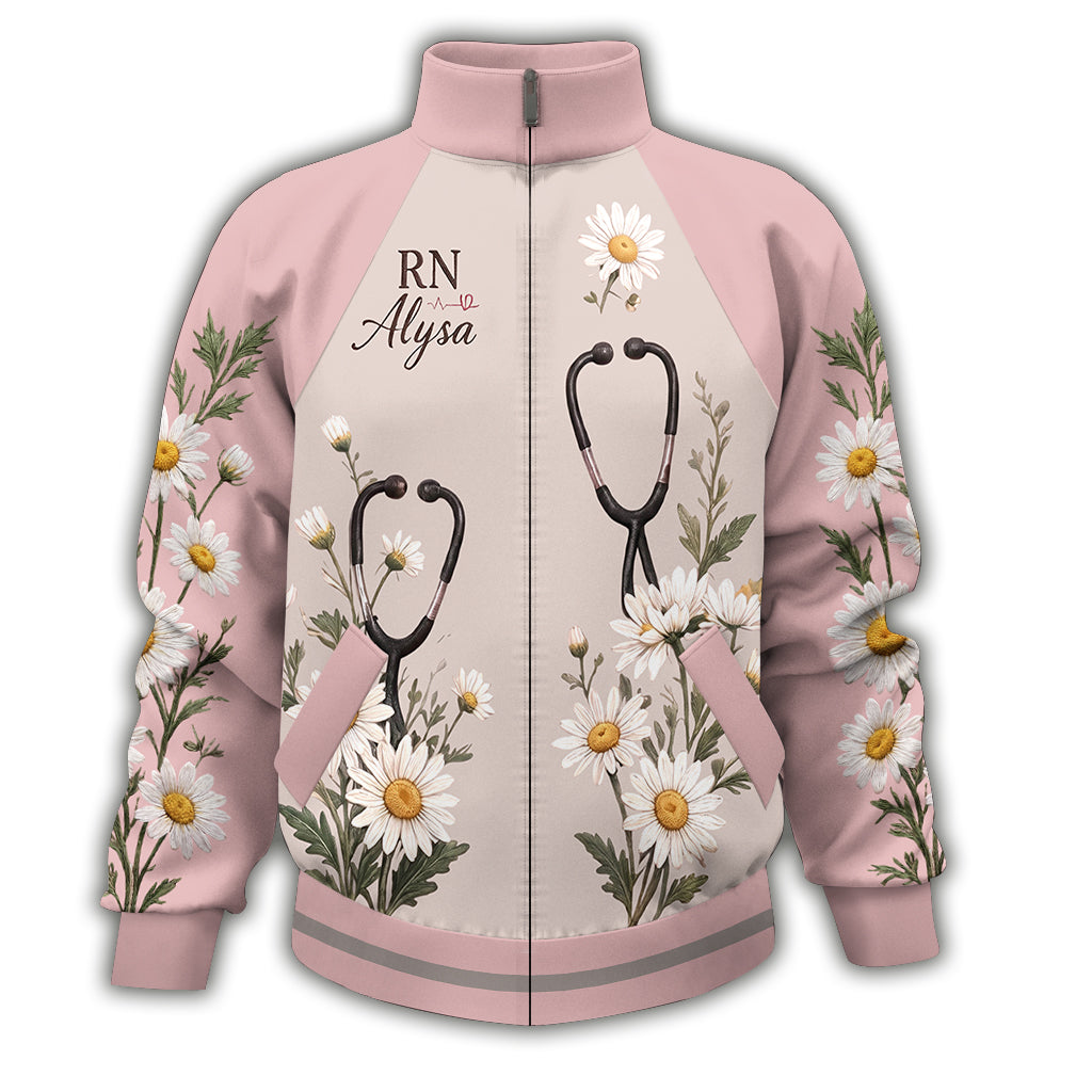 Custom Any Color, Any Flower From Any Photo - Personalized Nurse Zip Jacket