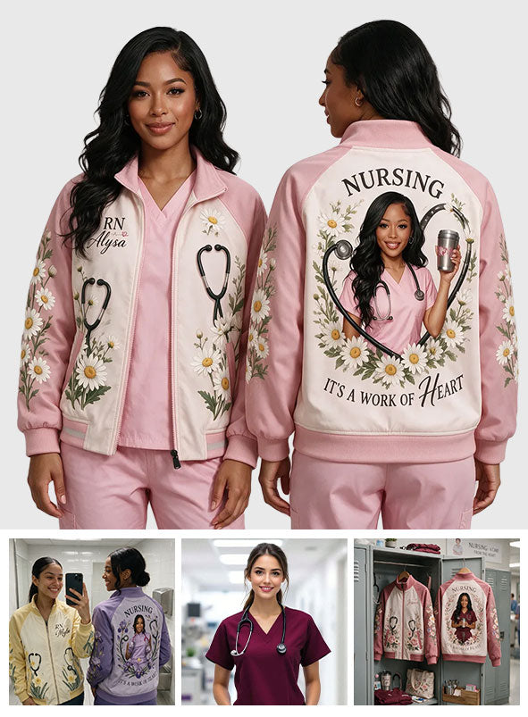 Custom Any Color, Any Flower From Any Photo - Personalized Nurse Zip Jacket