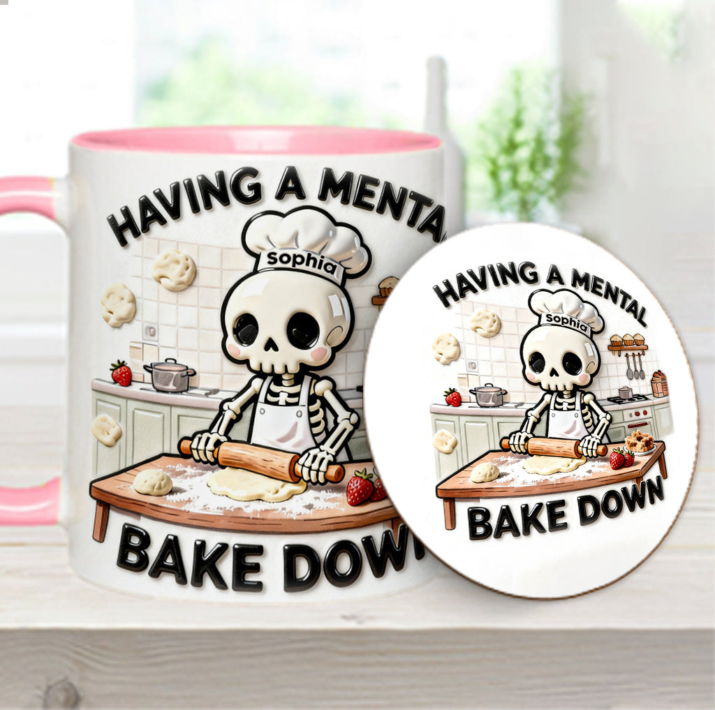 Having a Mental Bake Down - Personalized Baking Accent Mug & Coaster
