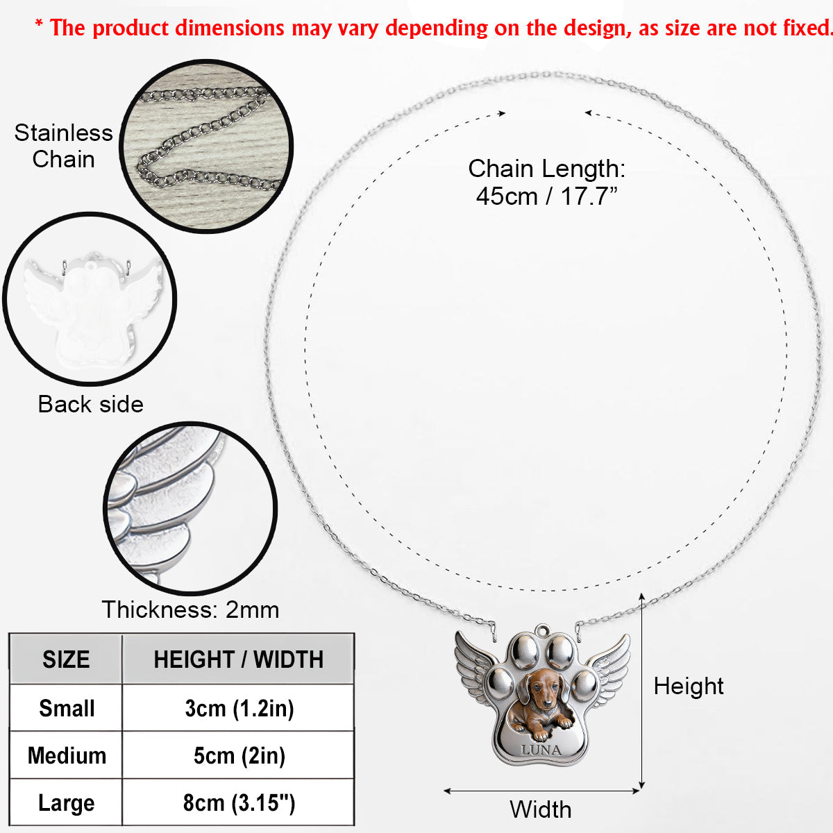 In Loving Memory - Personalized Memorial Shaped Acrylic Pendant Necklace