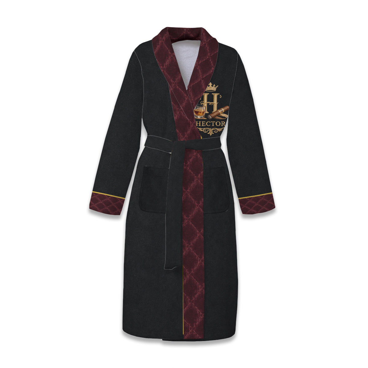 Personalized Luxury Whiskey Cigar Robe - Personalized Whisky Pajama Kimono Robe