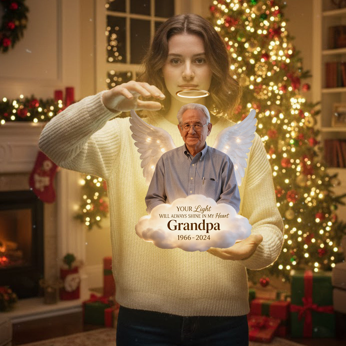 Angel Memorial - Personalized Memorial LED Light Acrylic Sign