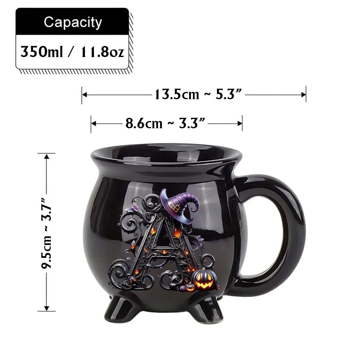 Witch Name Initial Letter - Personalized Witch Cauldron Mug