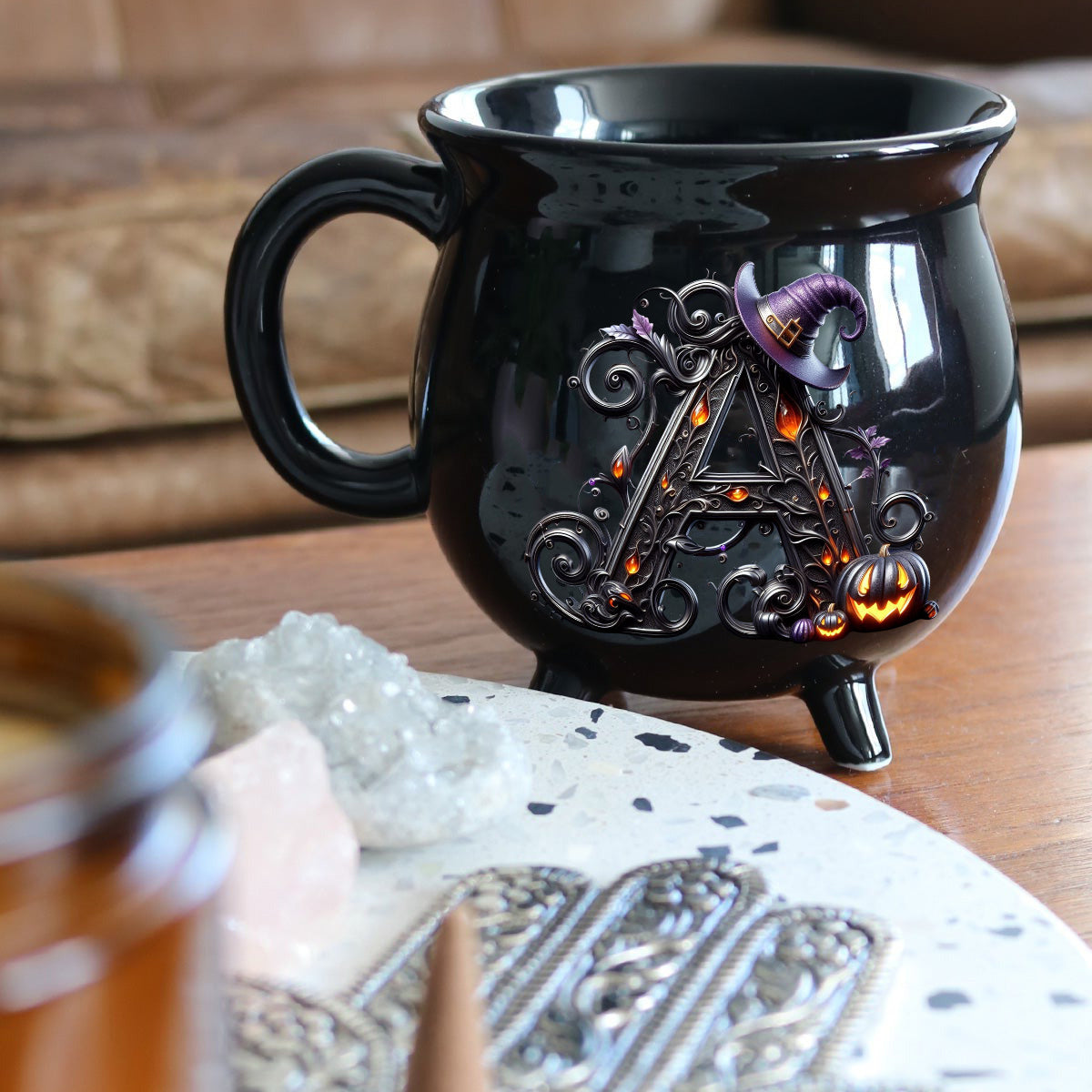 Witch Name Initial Letter - Personalized Witch Cauldron Mug