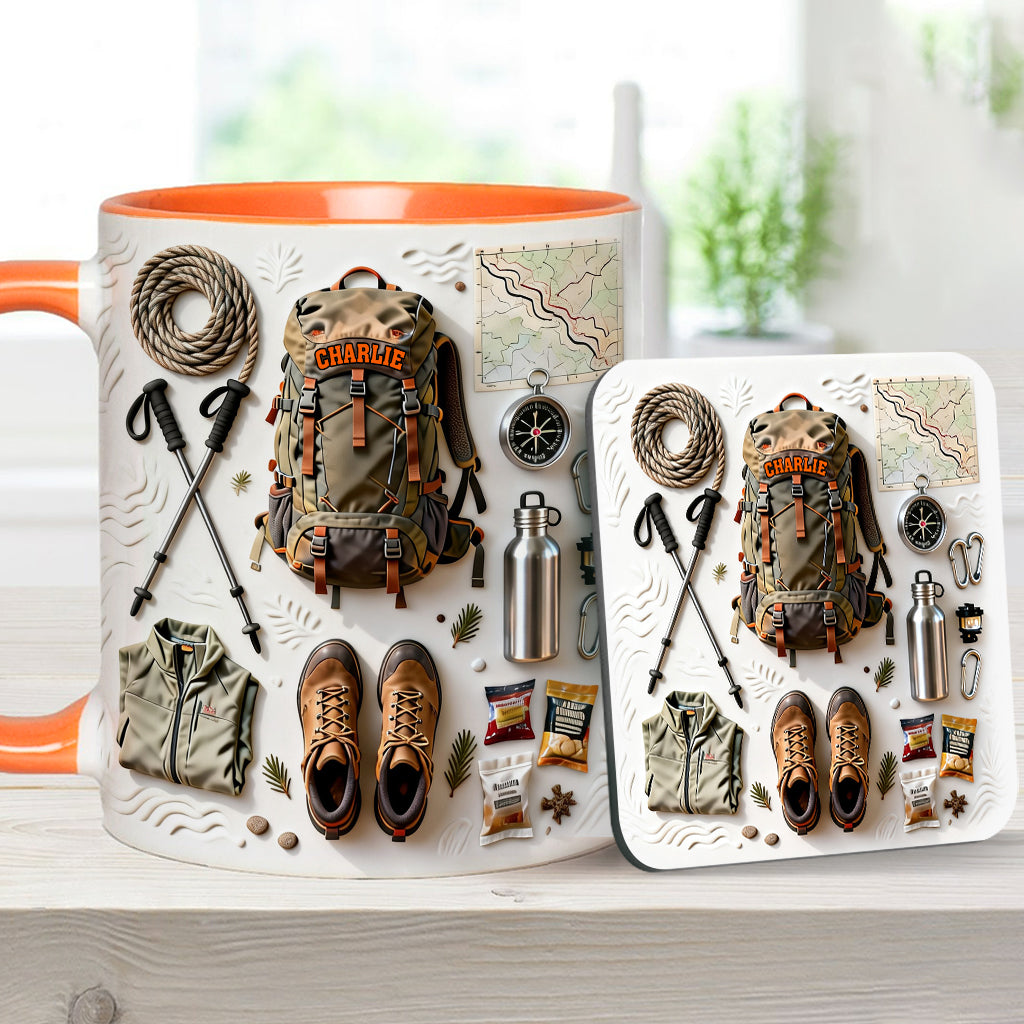 Love Hiking - Personalized Hiking Accent Mug & Coaster