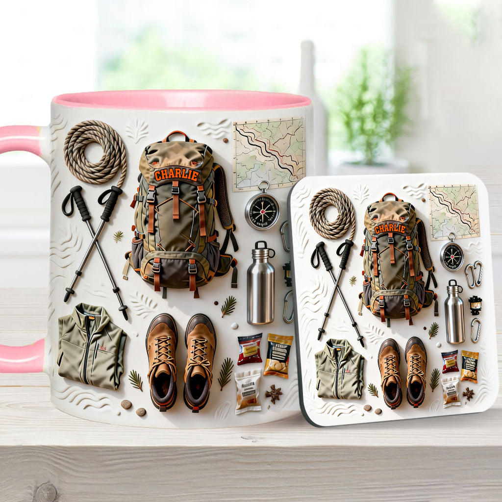 Love Hiking - Personalized Hiking Accent Mug & Coaster