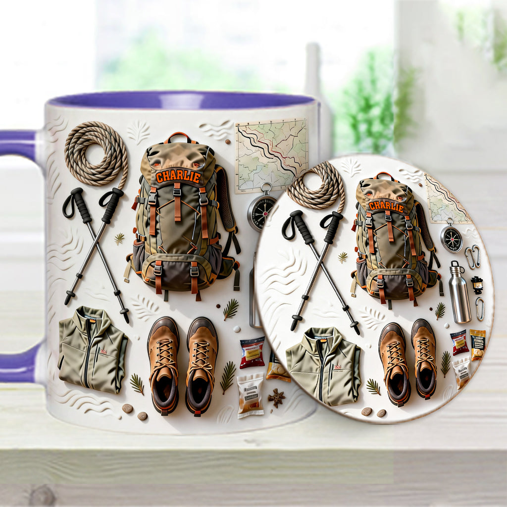 Love Hiking - Personalized Hiking Accent Mug & Coaster
