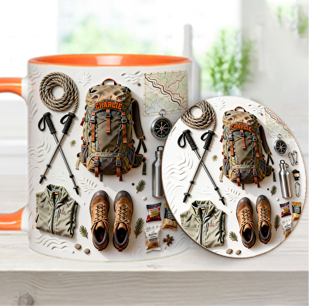 Love Hiking - Personalized Hiking Accent Mug & Coaster