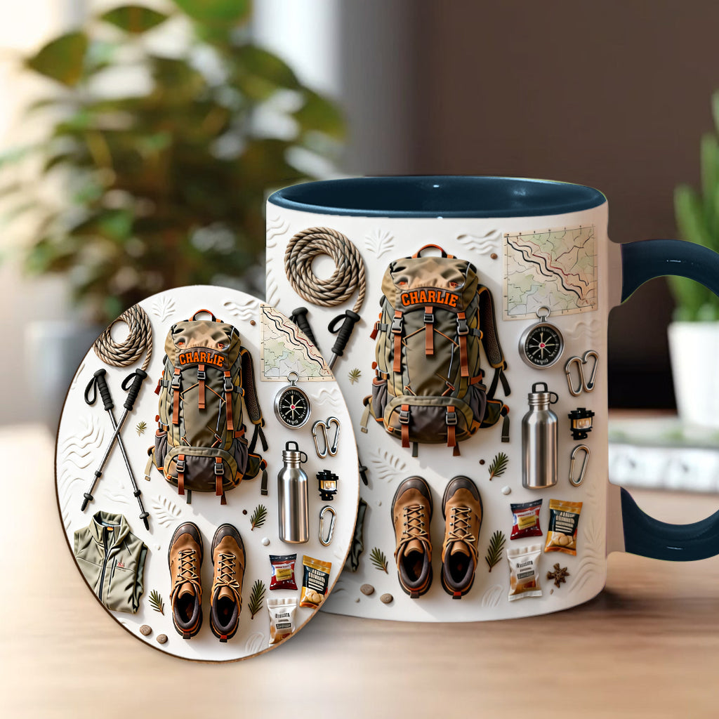 Love Hiking - Personalized Hiking Accent Mug & Coaster