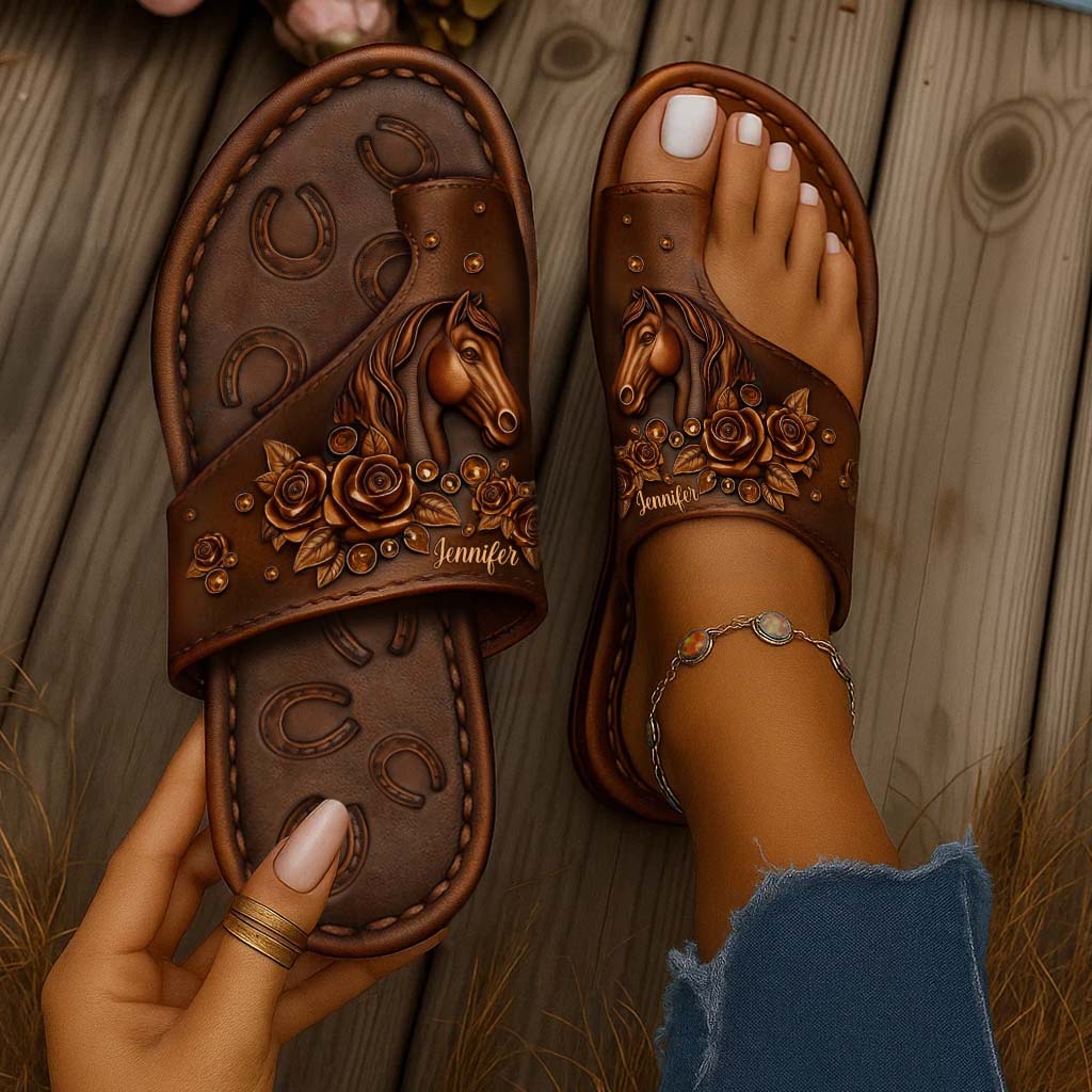 Love Horse - Personalized Horse Open Toe Sandals