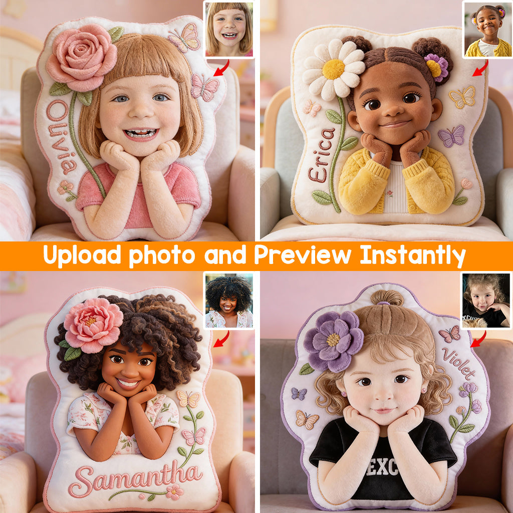 Birth Flower - Personalized Kid Faux Fur Shaped Pillow