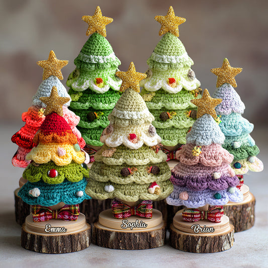 Christmas Tree Crochet Pattern - Personalized Family Custom Shaped Acrylic Plaque