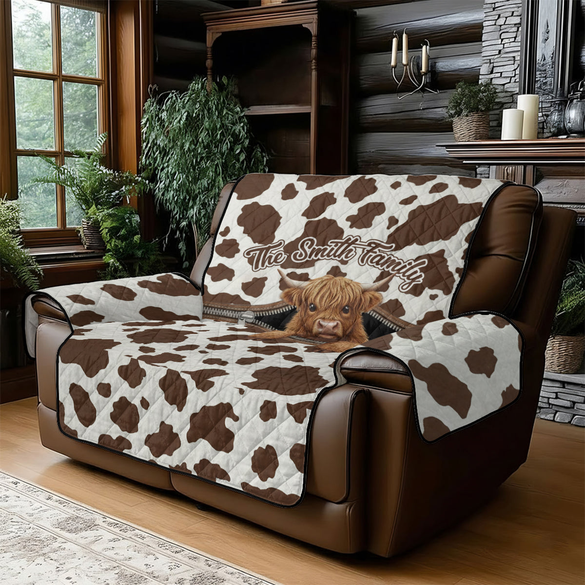 Cute Highland Cow - Personalized Highland Cow Quilted Sofa/Couch Cover
