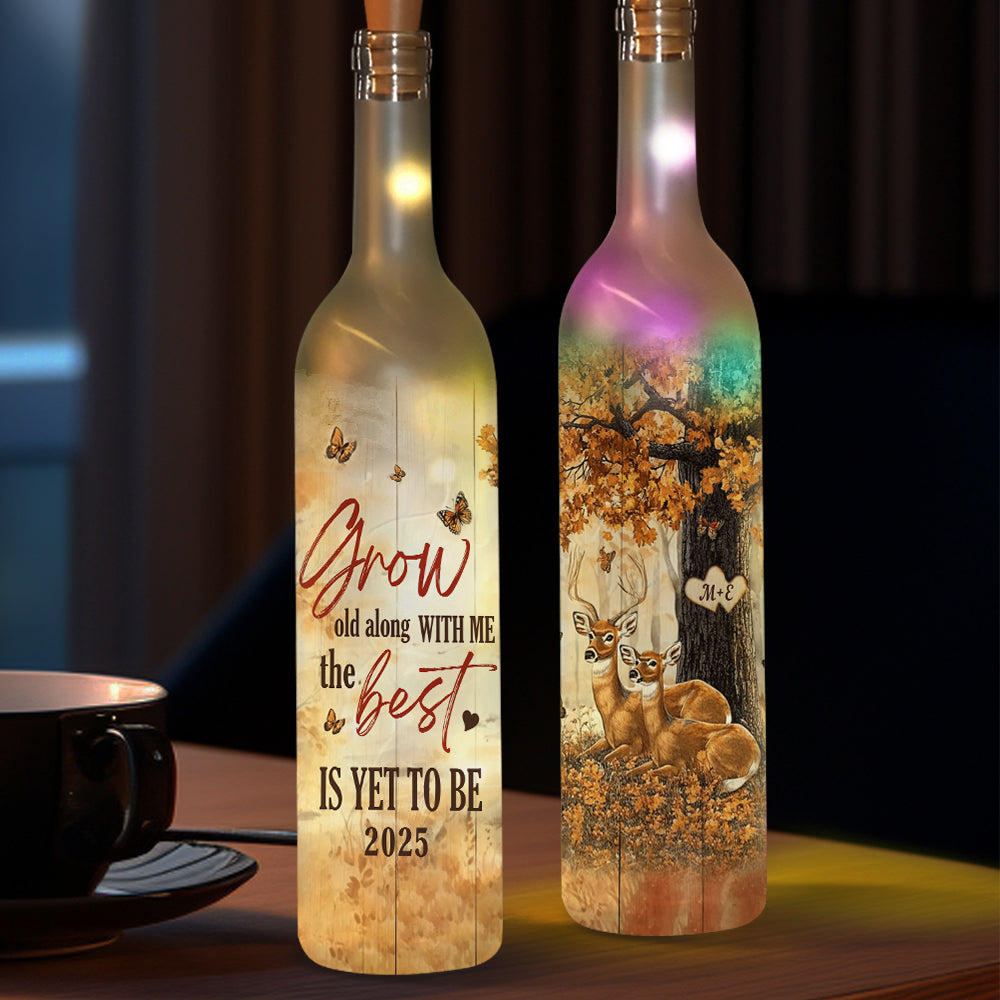Grow Old Along With Me - Personalized Couple Wine Bottle Lamp