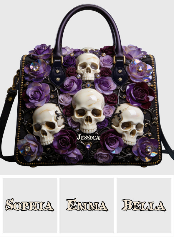 Skull And Roses - Personalized Skull Leather Handbag