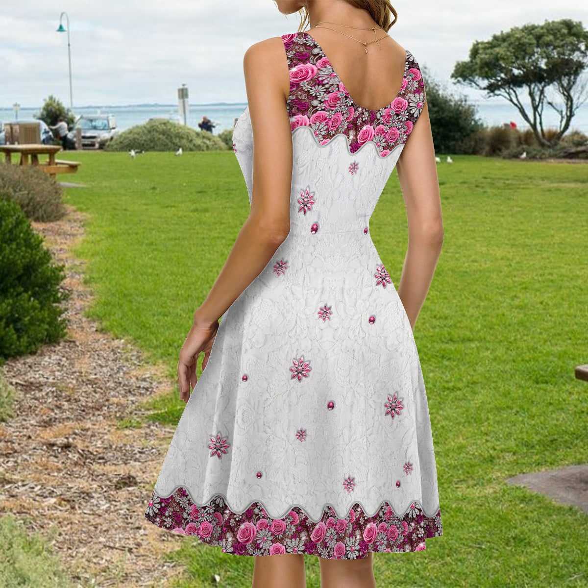 Be a Flamingo In a Flock of Pigeons - Personalized Flamingo Sleeveless Dress