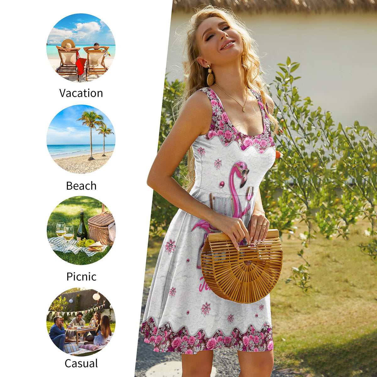 Be a Flamingo In a Flock of Pigeons - Personalized Flamingo Sleeveless Dress
