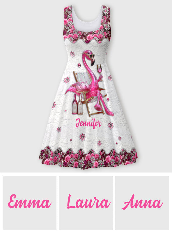 Be a Flamingo In a Flock of Pigeons - Personalized Flamingo Sleeveless Dress