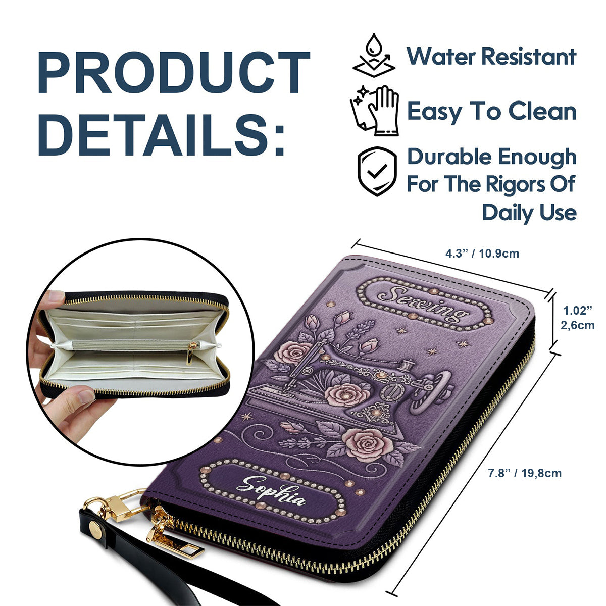 Love Sewing - Personalized Sewing Leather Long Wallet